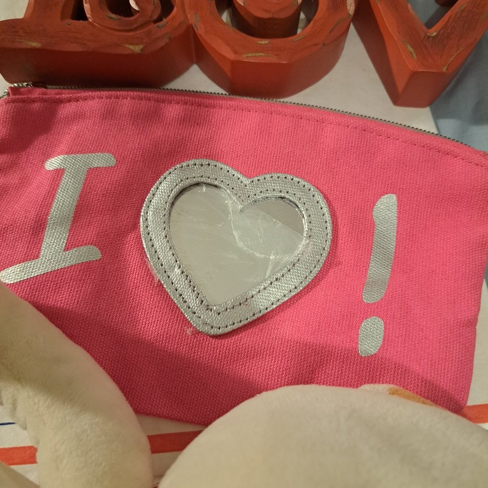 * SWEETHEART BAG * PRETTY LITTLE PINK MAKEUP BAG * With MIRROR - Picture 5 of 5